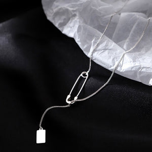 New Design Pin Necklace Trendy Paperclip Pin Pendant Necklace For Women Girlfriend Simple Charms Clavicle Chain