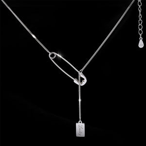 New Design Pin Necklace Trendy Paperclip Pin Pendant Necklace For Women Girlfriend Simple Charms Clavicle Chain