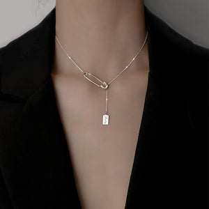 New Design Pin Necklace Trendy Paperclip Pin Pendant Necklace For Women Girlfriend Simple Charms Clavicle Chain