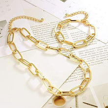 Load image into Gallery viewer, Gold Chain Necklace And Bracelet For Women Ladies Dainty And Chunky Chain Link Paperclip Jewelry Cuba Necklace