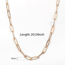 Load image into Gallery viewer, 4mm Womens Bracelet Necklaces Sets Girls Paperclip Rolo Link Chain 585 Rose Gold Filled Fashion Jewelry Sets Fashion CS24