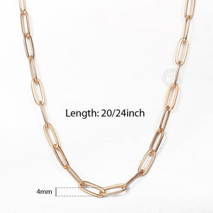 4mm Womens Bracelet Necklaces Sets Girls Paperclip Rolo Link Chain 585 Rose Gold Filled Fashion Jewelry Sets Fashion CS24