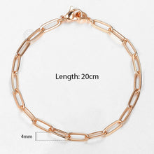 Load image into Gallery viewer, 4mm Womens Bracelet Necklaces Sets Girls Paperclip Rolo Link Chain 585 Rose Gold Filled Fashion Jewelry Sets Fashion CS24