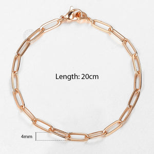 4mm Womens Bracelet Necklaces Sets Girls Paperclip Rolo Link Chain 585 Rose Gold Filled Fashion Jewelry Sets Fashion CS24