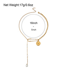 Load image into Gallery viewer, Flashbuy New Stylish Stainless Steel Long Chain Portrait Coin Pearl Paperclip Pedant Necklace for Women On Neck Jewelry Collier