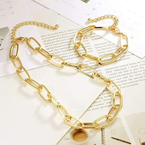 Gold Chain Necklace And Bracelet For Women Ladies Dainty And Chunky Chain Link Paperclip Jewelry Cuba Necklace