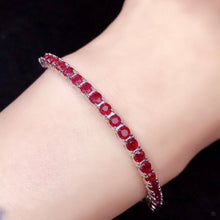 Load image into Gallery viewer, luxury charming butterfly shape red ruby gemstone bracelet for women silver jewelry 100% natural gem 925 silver ruby bangle gift