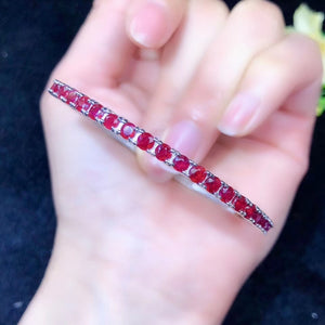 luxury charming butterfly shape red ruby gemstone bracelet for women silver jewelry 100% natural gem 925 silver ruby bangle gift