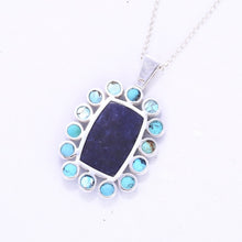 Load image into Gallery viewer, Private custom Handmade 14 Pcs Round Shape Turquoise African Sodalite mosaic Trendy Sweater chain Pendant 42x32x5mm 16.81g