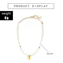 Load image into Gallery viewer, Women Ethinc Green Turquoise Beige Beads Clavicle Necklace Natural Conch Shell Short Necklaces Jewelry Accessories Gifts