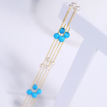 Load image into Gallery viewer, Sinya 18k gold chain necklace with natural pearls and turquoise star family design fine jewelry for girls women ladies on sale