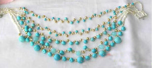 New Perfect Pearl Jewelry 5 Rows White Pearls Natural Turquoise Crystal Beads Necklace Handmade Fashion Women Gift