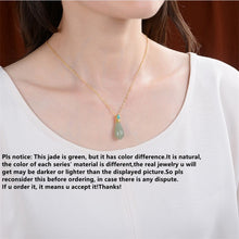 Load image into Gallery viewer, Uglyless 100% Genuine 24K Pure Gold Necklaces Women Natural Jade Magnolia Flowers Pendants 925 Silver Jewelry Turquoise NO Chain