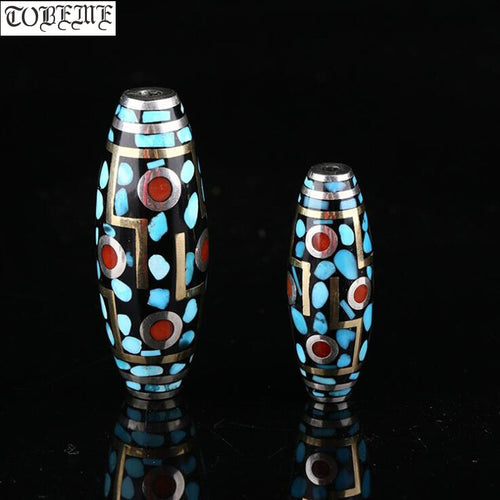 Handmade 925 Silver Turquoise 9 eyes DZI Beads Thai Silver Tibetan Nine Eyes DZI Beads Sterling Good Luck Tibetan Jewelry Beads