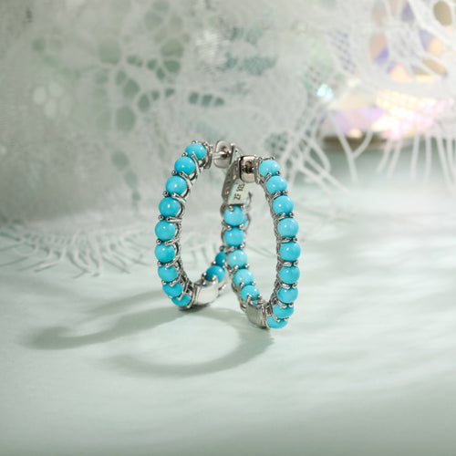 GZ ZONGFA New Design Turquoise Gem Jewelry Gift Wedding Party Engagement Women hoop Earrings