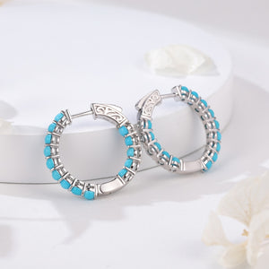 GZ ZONGFA New Design Turquoise Gem Jewelry Gift Wedding Party Engagement Women hoop Earrings