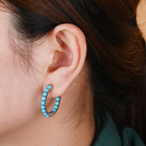 GZ ZONGFA New Design Turquoise Gem Jewelry Gift Wedding Party Engagement Women hoop Earrings