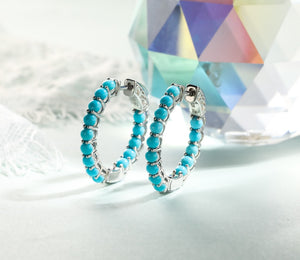 GZ ZONGFA New Design Turquoise Gem Jewelry Gift Wedding Party Engagement Women hoop Earrings