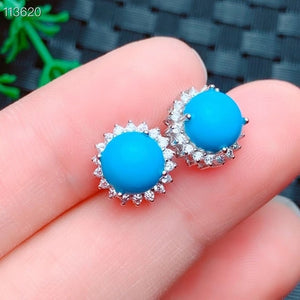 Silver Jewelry Set Women Trendy Sterling Silver Ring Earring Pendant Sun Flower Turquoise Gemstone Wedding Bridal Jewelry Set