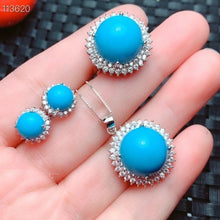 Load image into Gallery viewer, Silver Jewelry Set Women Trendy Sterling Silver Ring Earring Pendant Sun Flower Turquoise Gemstone Wedding Bridal Jewelry Set