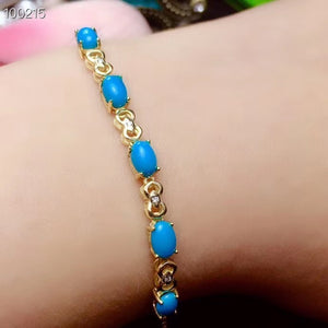 KJJEAXCMY boutique jewelry 925 sterling silver inlaid Natural turquoise ladies bracelet support detection luxurious fashion