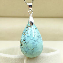 Load image into Gallery viewer, Genuine Natural Turquoise Green Pendant Water Drop 27x17x10mm Women Men Turquoise Necklace Pendant Jewelry AAAAA