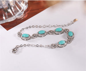 Bastiee Luxury Bracelets silver 925 jewelry charm bracelet for women Turquoise natural stone hmong handmade