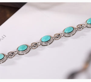 Bastiee Luxury Bracelets silver 925 jewelry charm bracelet for women Turquoise natural stone hmong handmade