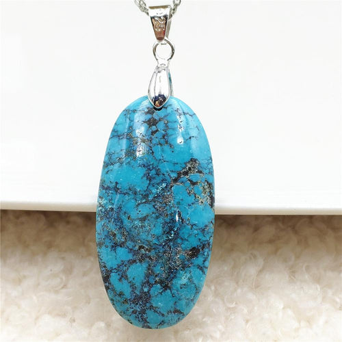 Genuine Natural Turquoise Blue Pendant 36x18x6mm Oval Women Men Turquoise Necklace Pendant Jewelry AAAAA