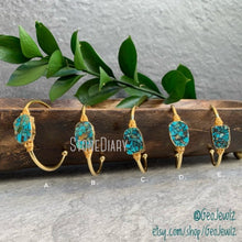 Load image into Gallery viewer, BM27695 Raw Turquoise Bracelet Cuff Adjustable Boho Raw Stone Gold Bangle Raw Brass Mojave Turquoise Jewelry Bridesmaid Gift