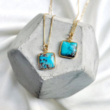 Load image into Gallery viewer, NM36557 Square Turquoise Necklace December Birthstone Rustic Gemstone Jewelry Chunky Crystal Charm Pendant Gift For Her