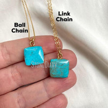 Load image into Gallery viewer, NM36557 Square Turquoise Necklace December Birthstone Rustic Gemstone Jewelry Chunky Crystal Charm Pendant Gift For Her