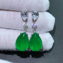 Load image into Gallery viewer, AINUOSHI Pear-Shaped 10x14mm Lab Created Emerald Drop Earrings For Women Jewelry 100% Real 925 Silver Surprise Party Gifts