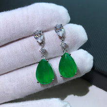 Load image into Gallery viewer, AINUOSHI Pear-Shaped 10x14mm Lab Created Emerald Drop Earrings For Women Jewelry 100% Real 925 Silver Surprise Party Gifts