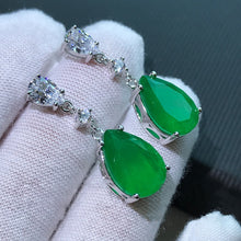 Load image into Gallery viewer, AINUOSHI Pear-Shaped 10x14mm Lab Created Emerald Drop Earrings For Women Jewelry 100% Real 925 Silver Surprise Party Gifts