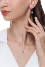 Load image into Gallery viewer, Valori Jewels 1.32 Carat, Elegant Drop, Zirconia Red And White Pear Gemstone, Rose Gold Plated, Sterling Silver Trio Set