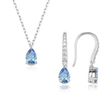 Load image into Gallery viewer, Valori Jewels 0.99 Carat, Zirconia Fancy Blue And White Pear Gemstone, Rose Gold Plated, Sterling Silver Mini Set