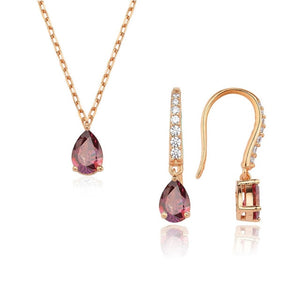 Valori Jewels 0.99 Carat, Zirconia Fancy Blue And White Pear Gemstone, Rose Gold Plated, Sterling Silver Mini Set