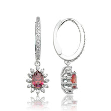 Load image into Gallery viewer, Valori Jewels Elegant Drop, 0.66 Carat, Zirconia Red And White Pear Gemstone, Rhodium Plated, Sterling Silver Dangle Earrings