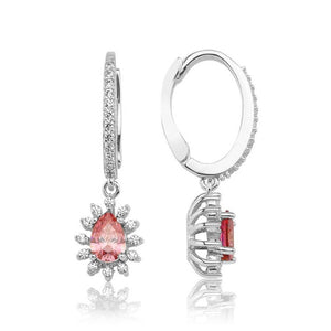 Valori Jewels Elegant Drop, 0.66 Carat, Zirconia Red And White Pear Gemstone, Rhodium Plated, Sterling Silver Dangle Earrings