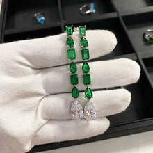 Load image into Gallery viewer, COLORFISH Luxury Genuine 925 Sterling Silver Simulated Diamond Women Drop Dangle Emerald Pear Earrings