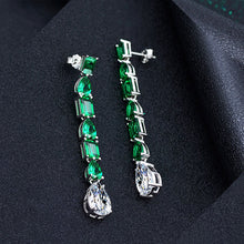 Load image into Gallery viewer, COLORFISH Luxury Genuine 925 Sterling Silver Simulated Diamond Women Drop Dangle Emerald Pear Earrings