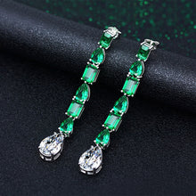 Load image into Gallery viewer, COLORFISH Luxury Genuine 925 Sterling Silver Simulated Diamond Women Drop Dangle Emerald Pear Earrings