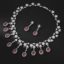 Load image into Gallery viewer, Clear Water Drop Pear Cut Cubic Zircon Bridal Red Jewelry Set Parure Bijoux Femme Mariage Luxury Jewelry