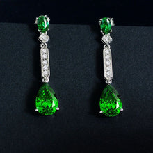 Load image into Gallery viewer, COSYA 100% 925 Sterling Silver Pear Emerald Shining High Carbon Diamond Earrings For Women Wedding Engagement Party Fine Jewelry