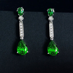 COSYA 100% 925 Sterling Silver Pear Emerald Shining High Carbon Diamond Earrings For Women Wedding Engagement Party Fine Jewelry