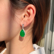 Load image into Gallery viewer, High quality 925 Sterling Silver Emerald Pear Cut Green Gemstone Wedding Fine Jewelry Engagement Drop Dangle Earrings