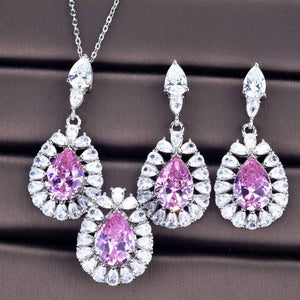 925 New Luxury Jewelry Set Water Drop Pear-shaped Topaz Blue Diamond Ring Earrings Pendant Necklace For Women Engagement Gift