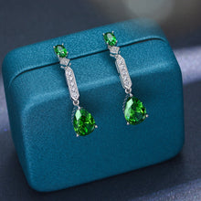 Load image into Gallery viewer, New Fashion 100% 925 Sterling Silver Pear Cut Created Emerald High Carbon Diamond Drop Earrings for Women Luxury Fine Jewelry