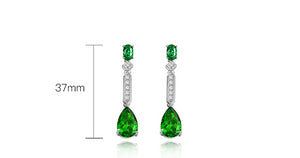 New Fashion 100% 925 Sterling Silver Pear Cut Created Emerald High Carbon Diamond Drop Earrings for Women Luxury Fine Jewelry